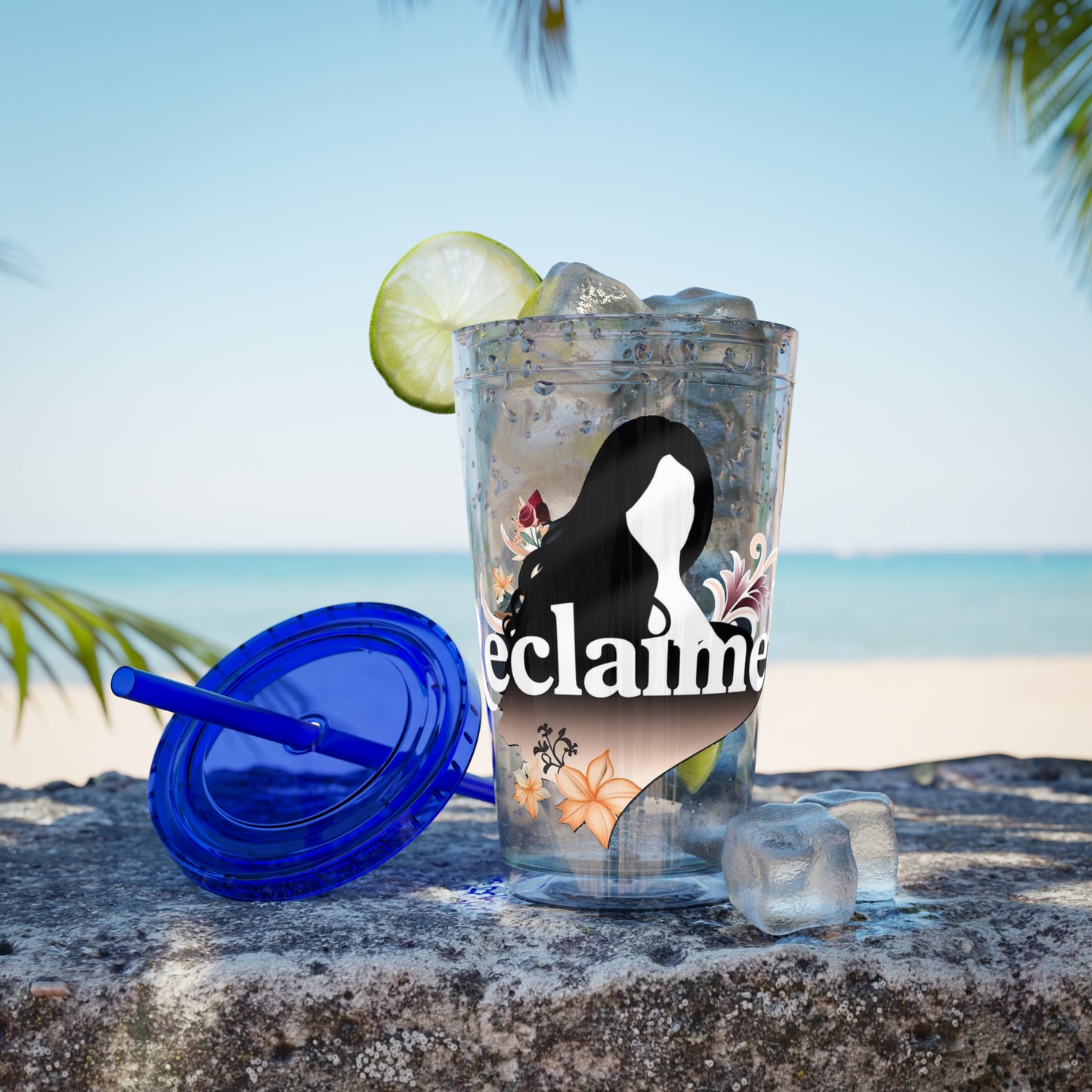 "Reclaimed" Sunsplash Reclaim Tumbler with Straw - 16oz Insulated Acrylic Drinkware for Summer Fun